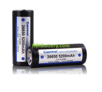 Batera recargable Keeppower 26650 Li-Ion 3,7 Voltios 5200mAh (protected) - 12A