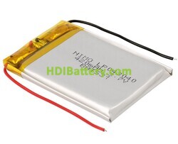 Batera recargable Li-Polmero GSP043040 3,7V 400mAh 30,0x40,0x4,0mm