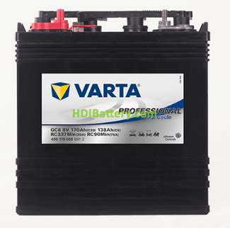 Batera para buggies de golf Varta Professional Deep Cycle 8 voltios 170Ah GC8 260 x 181 x 288 mm