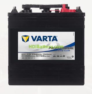 Batera para buggies de golf Varta Professional Deep Cycle 6 voltios 216Ah GC2_2 260 x 181 x 283 mm