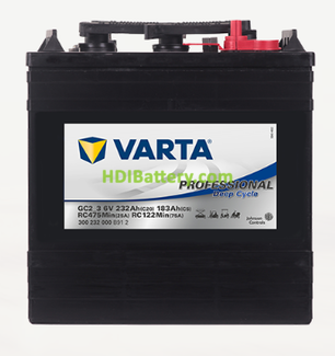 Batera para buggies de golf Varta Professional Deep Cycle 6 voltios 232Ah GC2_3 260 x 181 x 283 mm