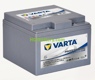 Batera para autocaravanas Varta Professional Deep Cycle AGM 12 voltios 24Ah 145A LAD24 165 x 176 x 125 mm