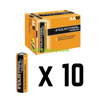 Caja 10 pilas alcalinas Duracell Industrial LR06 - AA 1.5V 2.7Ah 