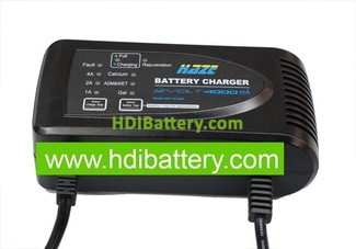 Cargador Haze EV para baterias de AGM y Gel de 16 a 80ah 12 Voltios 4 amperios 
