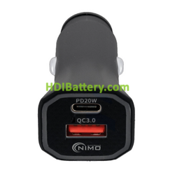 Cargador r�pido Mechero NIMO CAR431 12/24V USB-C PD + USB-A QC3.0