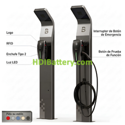Cargador para coche el�ctrico 7.4kW 230V Monof�sico con cable, RFID y Gesti�n Inteligente