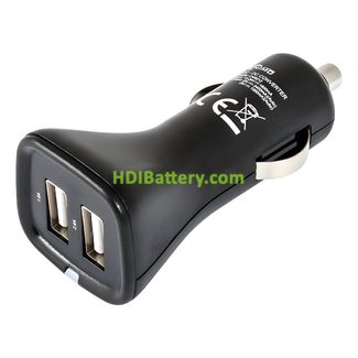 Cargador Mechero NIMO CAR212 12-24V USB 5Vcc-2400mA + 1000mA