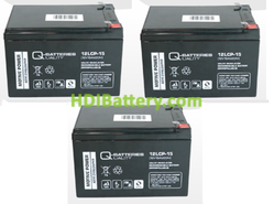 Conjunto 3 baterías AGM 12V 15Ah 151x98x99 mm