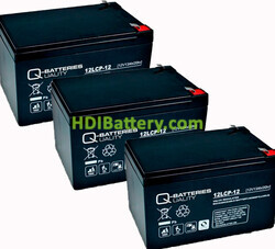 Kit 3 baterías AGM 12V 13Ah 12LCP-12 Q-Batteries 151x98x95 mm