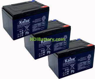 Kit 3 bateras AGM KAISE KB1212EV 36V 12Ah