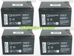 Kit 4 baterías de plomo AGM Q-batteries 12LCP-1512V 15Ah 