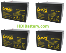 Conjunto 4 baterías AGM 48 Voltios 14 Amperios Long 151x98x100 mm