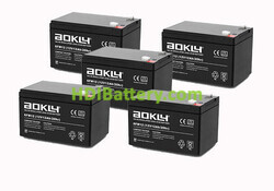 Pack 5 baterías AGM Aokly Power 6FM12 12V 12Ah
