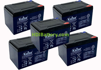 Conjunto 5 baterías AGM KAISE KB1212EV 60V 12Ah