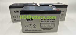Kit de 3 Baterías de AGM Premium Battery PBC12-14 36 Voltios 14Ah