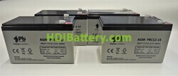Conjunto de 4 Baterías de AGM Premium Battery PBC12-14 48 Voltios 14Ah