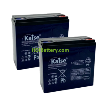 Kit 2 Bateras de plomo AGM KAISE KB1220EV 12V 23Ah 