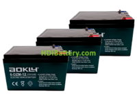Kit 3 bateras Aokly Power AGM 6DZM12 36V 12Ah