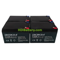 Kit 4 bateras de plomo AGM Aokly Power 6DZM12 48V 12Ah 