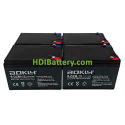 Kit 4 bateras de plomo AGM Aokly Power 6DZM12 48V 12Ah 