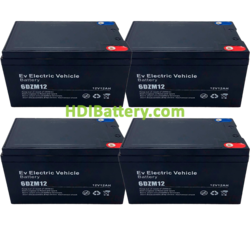Kit 4 baterías de plomo AGM Aokly Power 6DZM12 48V 12Ah 