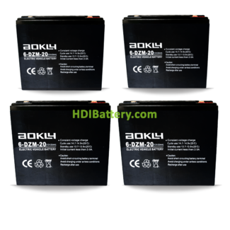 Kit de 4 Bateras de plomo AGM AOKLY POWER 6DZM20 12V 20A