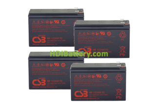 Kit de 4 Bateras de plomo para sistemas APC SAI RBC116 48V 9Ah