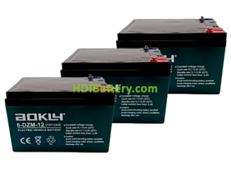 Kit de bateras de plomo 36V 12Ah para patinete elctrico de 1000W + Cableado