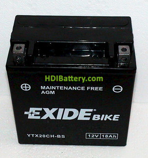 Batería moto Exide YTX20CH-BS AGM 12V. 18Ah