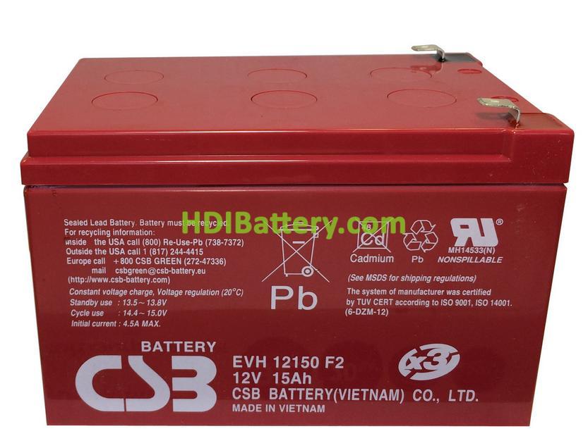Batería para moto electrica 12v 15ah Plomo AGM EVH12150 CSB