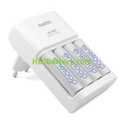 Cargador rapido de baterias Sanyo Eneloop AA + 4 baterias MQR06
