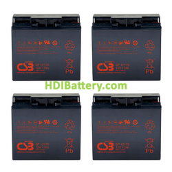 Pack 4 Bater�as de Plomo CSB Battery GP12170 48V 17Ah para SAI APC RBC55