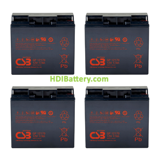 Pack 4 Bater�as de Plomo CSB Battery GP12170 48V 17Ah para SAI APC RBC55