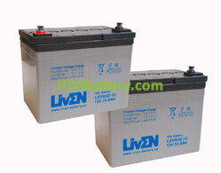 Kit de dos baterías gel puro LEVG32-12 12V 32Ah 