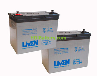 Kit de dos bateras gel puro LEVG32-12 12V 32Ah 